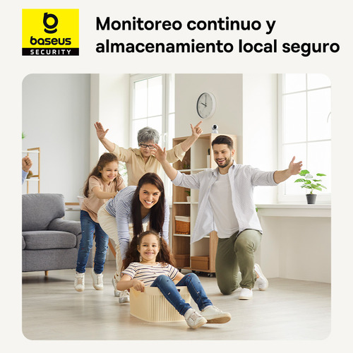 Cámara de seguridad para interiores 3MP WiFi Baseus P1 Lite Detección de movimiento y notificaciones Alarma de Luz y Sonido Audio bidireccional Control por Voz compatible con Google y Alexa