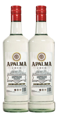 Ron Caribbean Rum Coconut Apalma Coco X 2 Botellas Premium