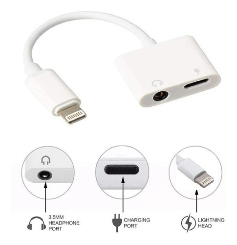 Adaptador 2 En 1 Lightning A Audio (3.5mm) Carga iPhone/iPad