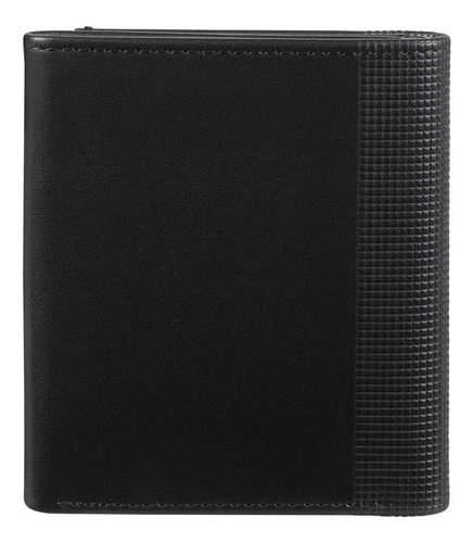 Cartera Victorinox Altius Alox de piel con triple pliegue, color negro, diseño de tela lisa