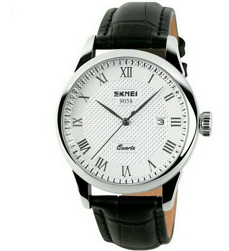 Relógio Skmei De Luxo Original Pulseira Couro Modelo 9058