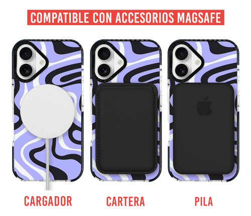 Funda Para iPhone Magsafe Para Mujer Curvas Moradas Uso Rudo