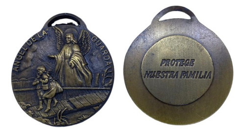 Medalla Ángel De La Guarda Imagen Metal  6cm Medallón Protec