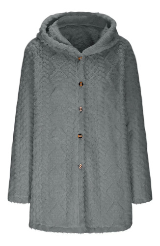 Chaqueta De Punto De Manga Larga Con Capucha De Felpa Para Mujer
