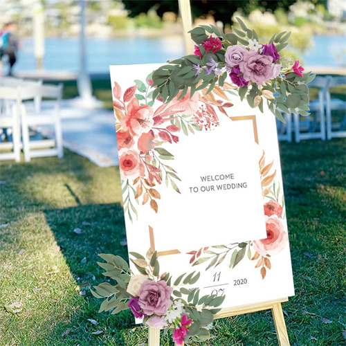 2 Piezas Decorativas Boda Arco Flores Simulación Rosa Para