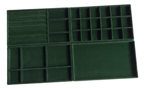 Bandejas De Joyería De 4 Piezas Velvet Verde Para