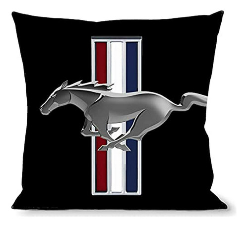 Cojín Decorativo Throw Ford Mustang Bars Logo Negro