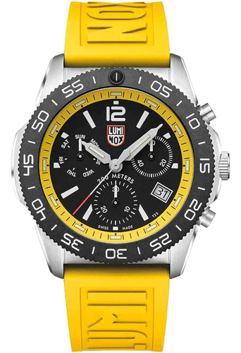 Luminox Mens Black Dial Yellow Rubber Band Ronda Z60 Watch