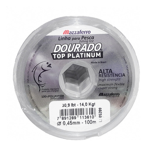 Línea de pesca Top Platinum Cx Gold de 0.45 mm con 10 y 30 libras