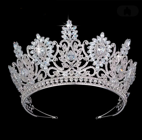 Tocado De Zirconia Cubica Corona De Novia,xv Años O Tv Royal