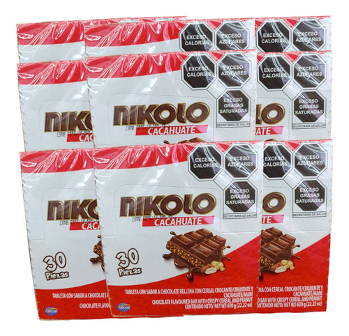 Chocolate Nikolo 270 Barras Cacahuate Cereal Crocante