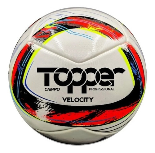 Bola De Futebol Campo Topper Samba Velocity Pro 2023 Cor Branco/Azul/Dourado