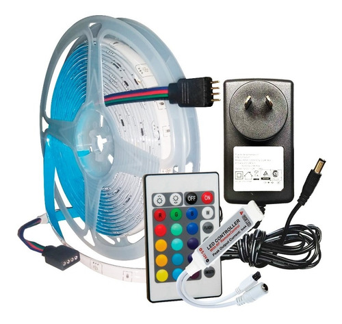 Combo Tira Led Rgb + Control 24 Botones + Fuente 12v 2a