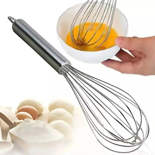 Imagen 3 de 7 de Batidor Manual Mango Acero Inoxidable 30cm Repostería Grande