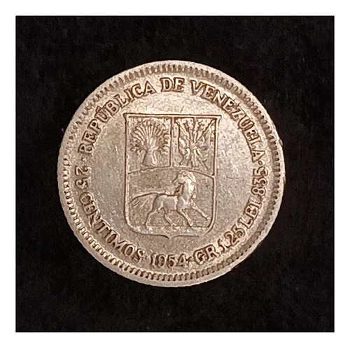 Venezuela 25 Céntimos 1954 Plata Mb Y 35