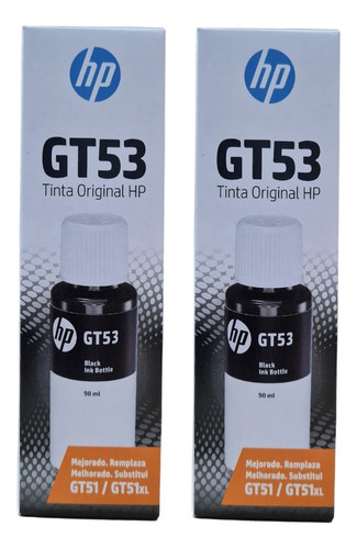 2 Botellas Gt51 Negro Original Para Hp Gt-5820 Tank415 315