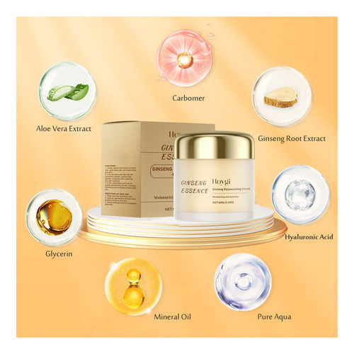 Crema Rejuvenecedora De Ginseng, Humectante Y Revitalizante
