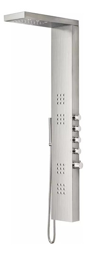 Ducha Vertical Com Hidro Cascata E Led Square Inox Escovada