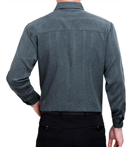 Camisa Casual Con Cuello Abatible Y Bolsillo Con Botones Par