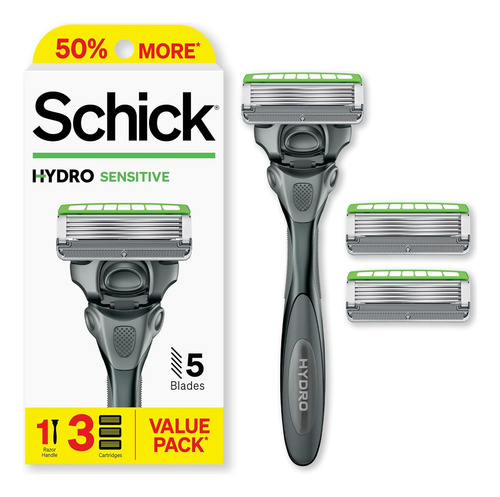 Maquinilla De Afeitar Schick Hydro Sensitive, 1 Mango Y 3 Re