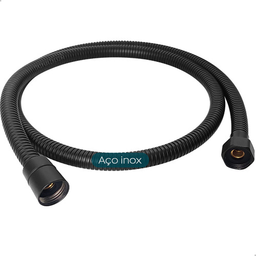 Engate Mangueira Flexível Preta 1 Metro E 20cm Inox Chuveiro Banheiro Inox 304 Água Quente E Fria Engate Fêmea X Fêmea 1 Metro E 20 Cm Rabicho Rosca 1/2 Dona D.cor