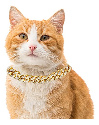 Collar Para Gato Halukakah, Quilates, Cadena De Oro Con Esla
