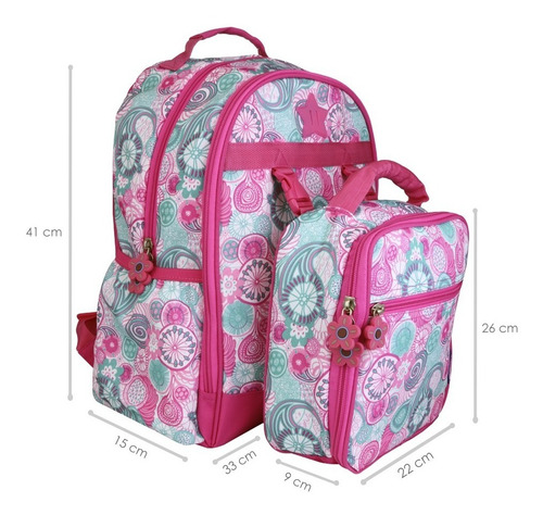 Mochila Con Lonchera Para Niña J World Mini Organizadores Color Rosa Diseño de la tela SQ-0800611PK2