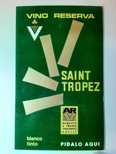 Antigua Publicidad Cartel Vino Saint Tropez Ro 1261