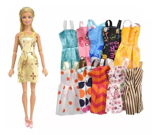 Roupa para barbie (vestido com óculos e sapato)