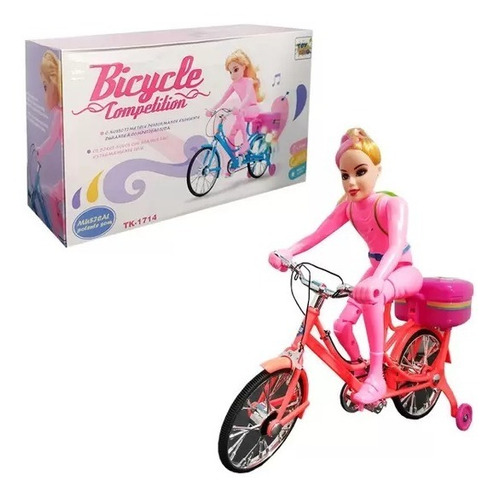 Boneca Na Bicicleta Com Luz E Som Anda Sozinha A Pilha