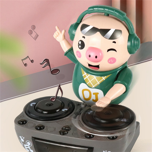 Brinquedo De Porco Dançando Com Música De Dj Com Luz Colorid