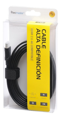 Cable Hdmi Alta Definición 2,0 Ultra Hd 4k, Tecmaster