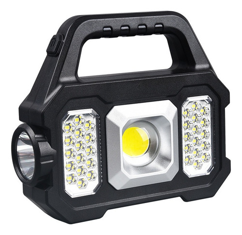 Linterna LED solar de alta potencia con 6 modos de iluminación. Color de la linterna: negro, color de la luz: blanco