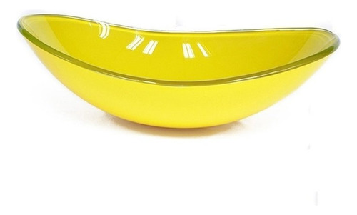 Cuba De Vidro Para Lavatório Oval 55cm Amarelo Jf