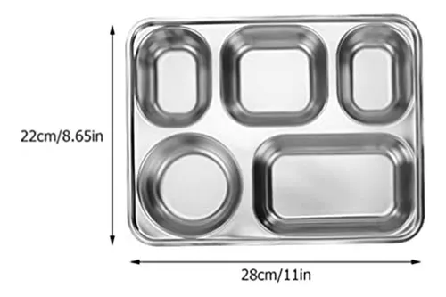 Juego De 2 Bandejas De Acero Inoxidable Con Tapa Para Comida