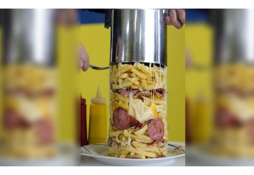 Torre De Batata Forma Pratic Bacon Calabresa Aço Inox 30cm