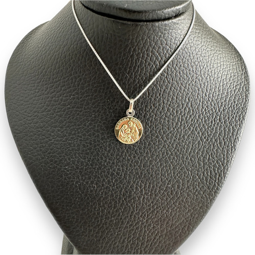 Cadena Dije Sagrada Familia Plata 925 Oro 18k Mujer Niño