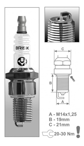 Bujía Brisk Lr14c, Equivalente A Br8es