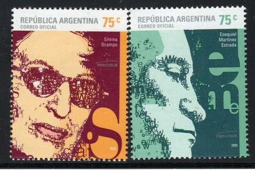 2005 Escritores- Ocampo- Estrada- Argentina (serie) Mint