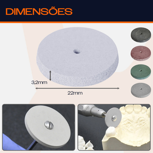 Kit 16 Discos Borracha 2 Hastes Grosso Polir Micro Retíficas