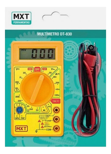 Multímetro Digital Dt-830d Com Cabo De Multiteste E Buzzer