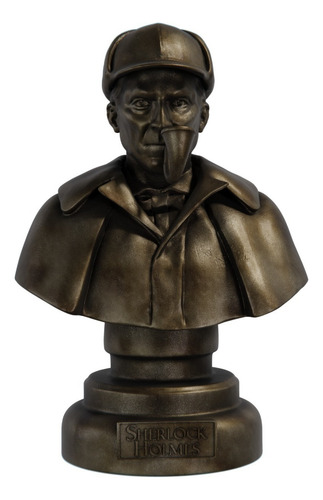 Estátua Busto Sherlock Homes Arthur Conan Doyle Estatueta Cor Cor Ouro Velho