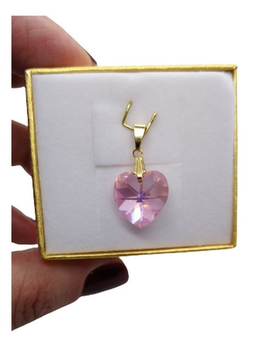 Pingente Cristal Swarovski Light Rose Ab 1,8 Cm Folh. Ouro