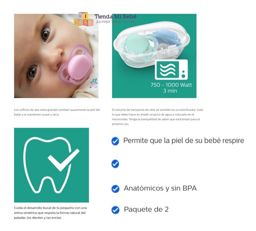 Chupetes Avent Silicona Ultra Air 0-6 Meses Scf 345/22 Rosa