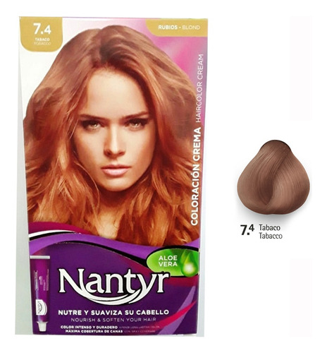 Kit Para Tintura De Cabello Marca Nantyr 7.4 Color Tabaco