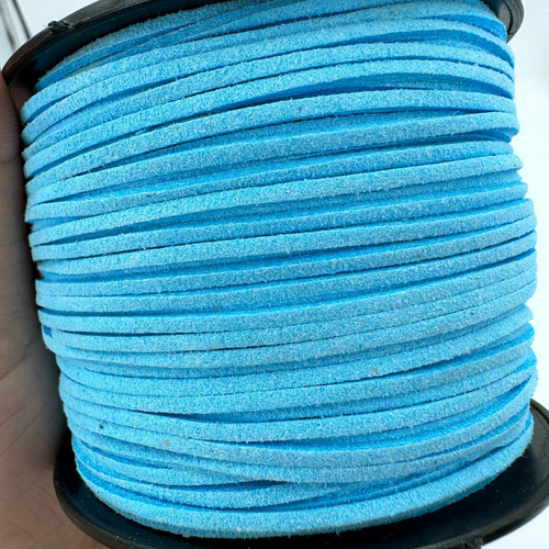 Kit Fio Cordão Couro Tira Camurça Suede 2mm Cor 25mt