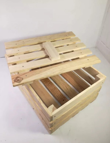 Pack De 6 Huacales Chicos De Madera Con Tapa Acabado Fino