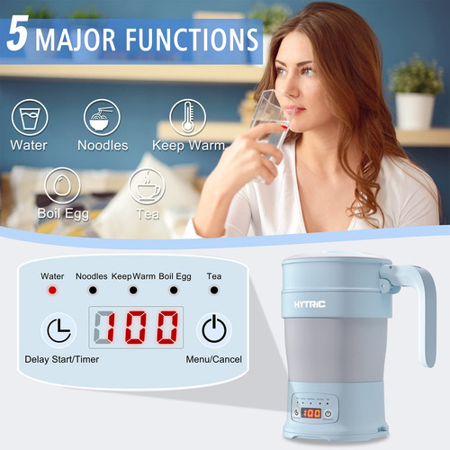 Hervidor Eléctrico De Viaje Hytric De 700 Ml, Plegable, Sin