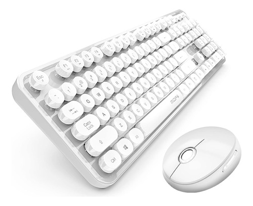 Stivic Combo Inalambrico Teclado Mouse Estilo Retro Redonda