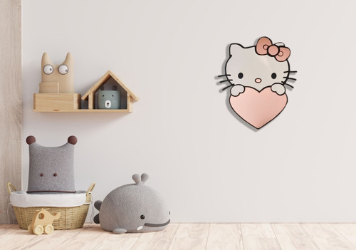 Cuadro Decorativo Habitación Infantil Acrílico Espejo Kitty